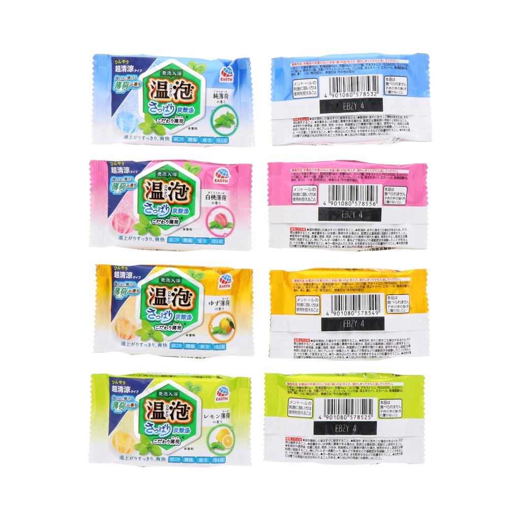 ONPO Bath Refreshing Carbonated 4 Flavors Flavors x 3 12 Additives, Bath, Mint, [4 Tablets, Tablets]