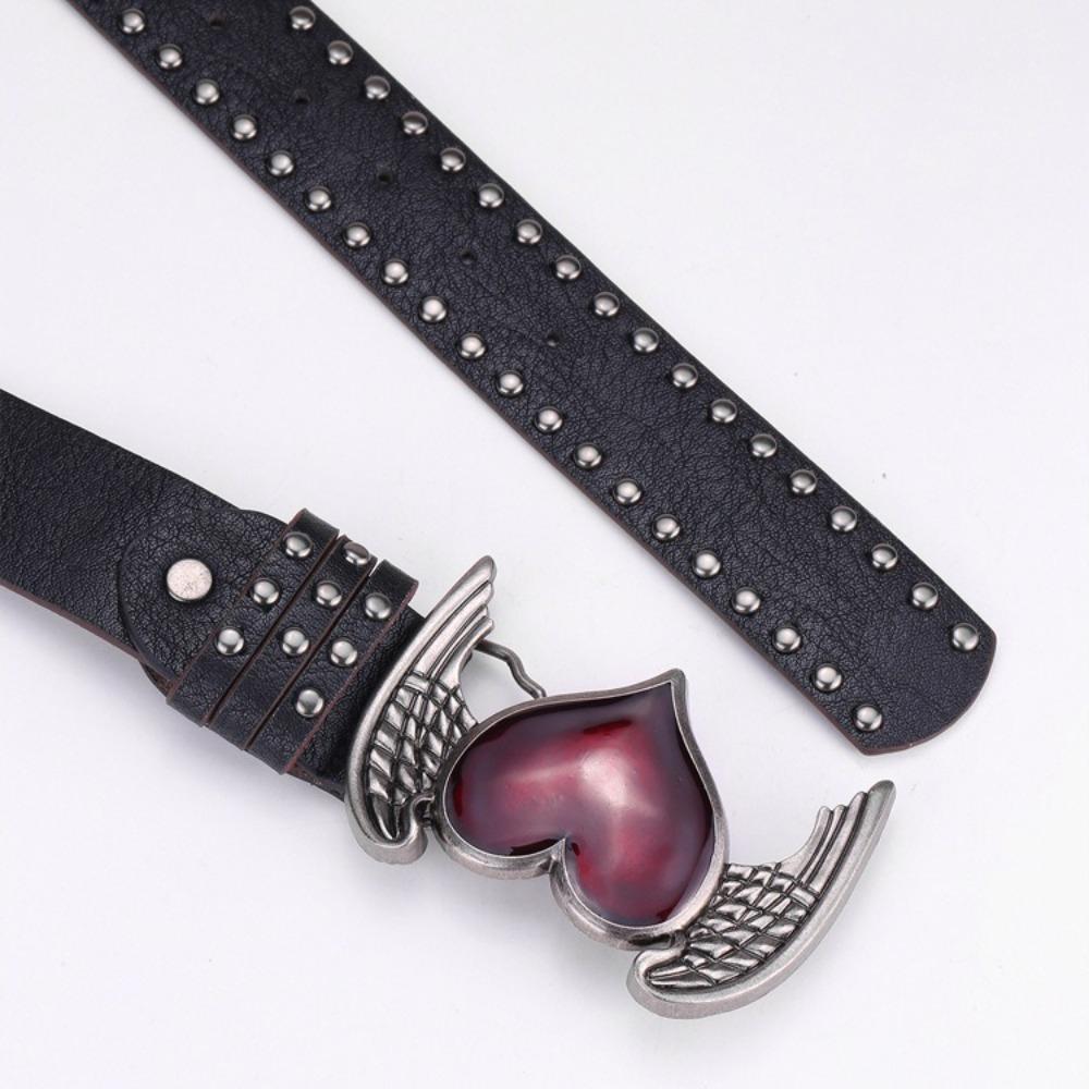 Double Hole Eyelet Grommet Gothic Waistband Trendy PU Leather Waistband Vintage Buckle Waist Belt