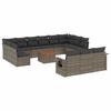 14 Piece Grey Garden Sofa Set with Cushions Poly Rattan