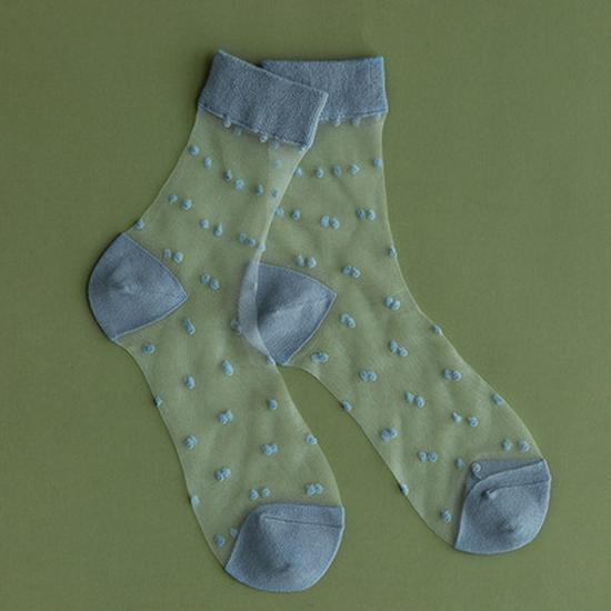 

Летние тонкие длинные женские носки с кристаллами — дышащие и стильные узоры в горошек. One Size (34-41)