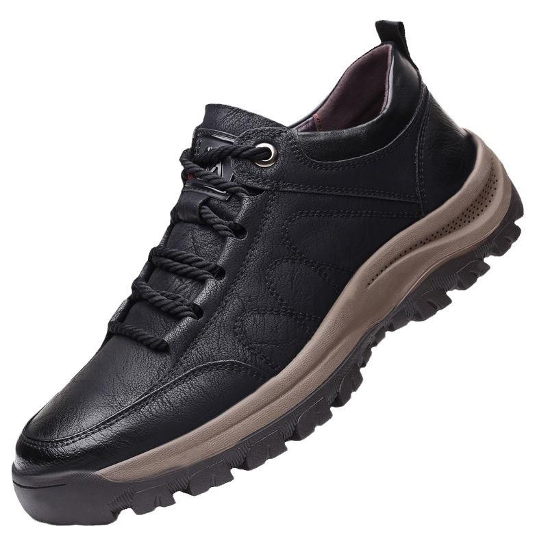 Large Size Single Cotton Men's Leather Surface Casual Shoes Rubber Outsole Non-slip Waterproof Fashion Shoes Korean Version Cotton Shoes Winter Models