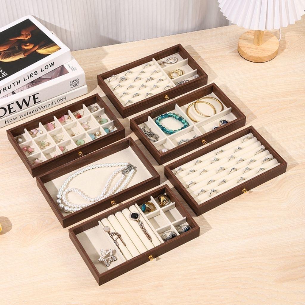 Exquisite Walnut Storage Box Ring Necklace Bracelet Jewelry Earrings Stud Earrings Multi Layer Jewelry Box Home Organizer