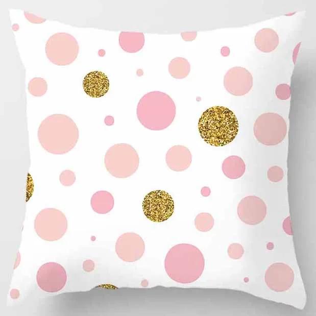 Yellow and Pink Pattern Square Pillowcase Home Decoration Cushion Cover