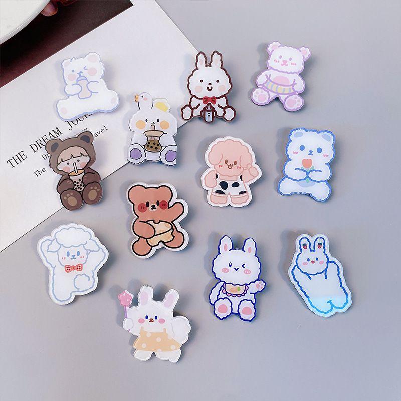 Adorable Cartoon Dog Rabbit Cow Brooches For Backpack And Handbag Decoration