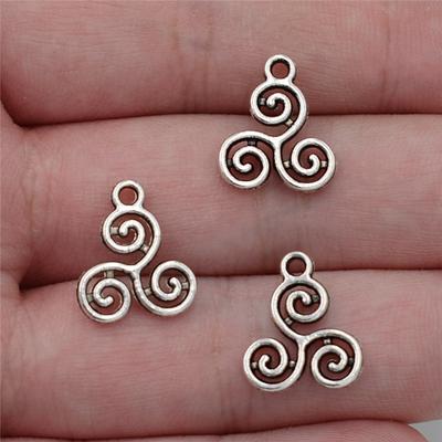 20pcs 16x14mm Antique Silver Color Triquetra Knot Triskele Triskelion Triple Spiral Charms Pendants for DIY Jewelry Making