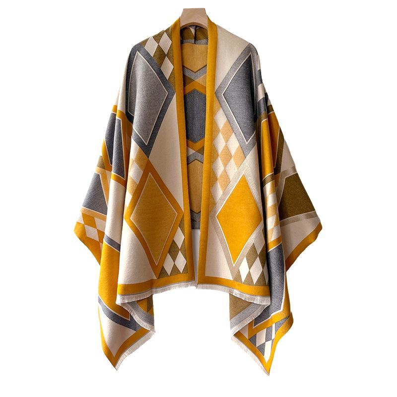 Raute Gitter Temperament Imitation Kaschmir Schal Damen Herbst und Winter Verdickter Winddichter Schal Klimaanlagen Schal