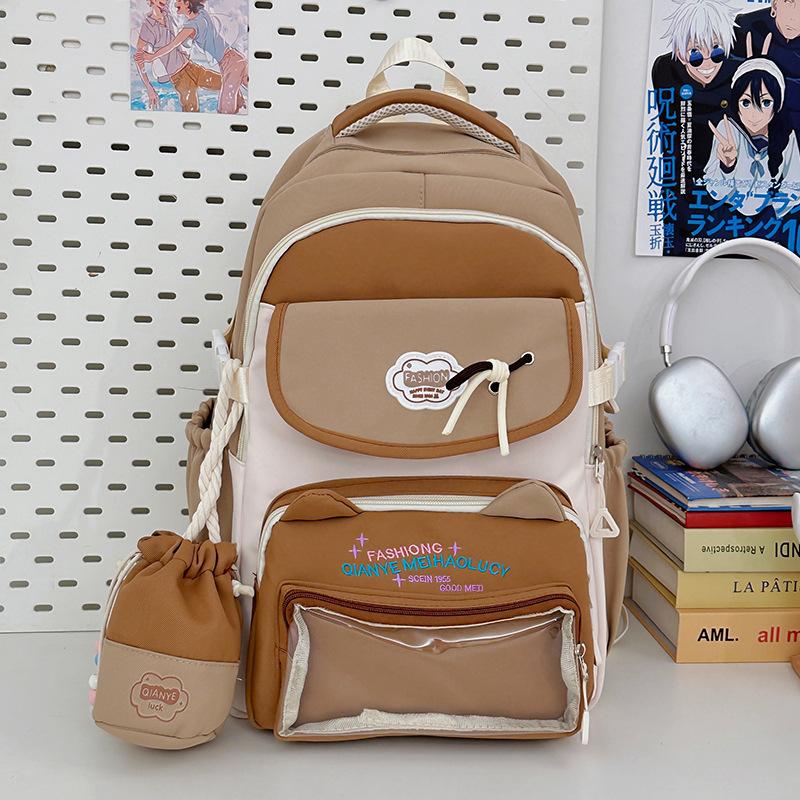 Cute Gaoyan College, Small Style, Fresh and Transparent Pain Bag, High School Student Large-capacity Schoolbag, High School Student Backpack