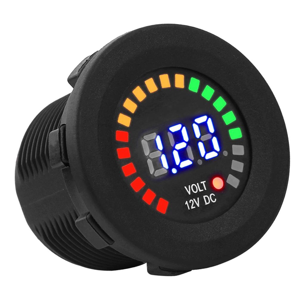 12 V Motorcycle Car LED Digital Display Voltmeter Waterproof Voltage Volt Meter Gauge Black New