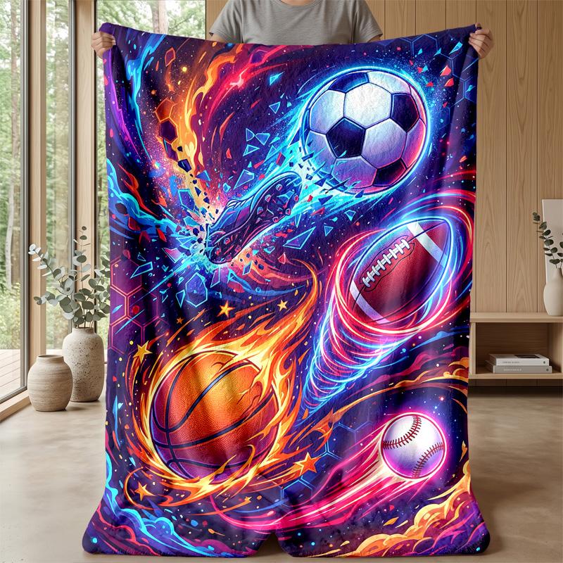 Sports in Flames and Water 7 Theme blanket Lightweight Warm Flannel Blanket Decorative Throw Blanket for Home Decoration