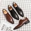 Men's Pointed Leather Shoes Business Dress Shoes Plus Size Derbies Leather Shoes