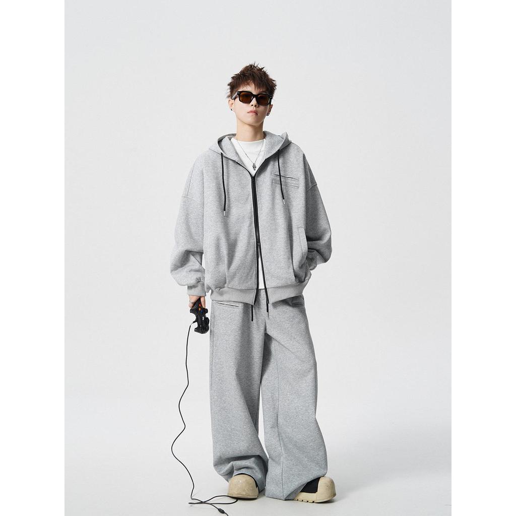 Unisex Heavyweight Trendy Sports Hoodie & Sweatshirt Two-Piece Set for Autumn