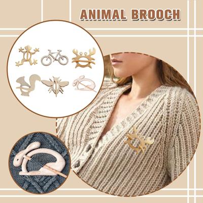 Wooden Animal Shape Brooch Creative Design Handmade Wooden Brooch Sweater Clip