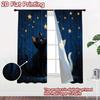 2D FLAT PRINTING 2pcs Curta (easter Decor) Night Sky Cats Fashionable Chic Curta 100% Polyester Curta Room Decor