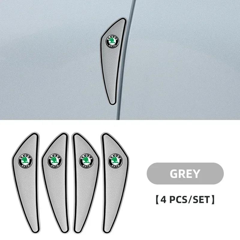 4pcs Rubber Car Door Edge Protector Stickers Anti Collision Strips for Skoda Fabia Superb Kamiq Kodiak Yeti Karoq Octavia RS KER1