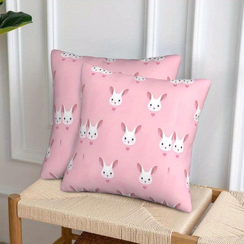 

2 Pack Short Plush Pillow Covers - Cute Bunny with Heart 40x40cm/16x16inch