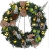 Christmas Decorations Set: LED String Lights Red Poinsettia Flowers Wreath Door Hanging Home Festive Interior