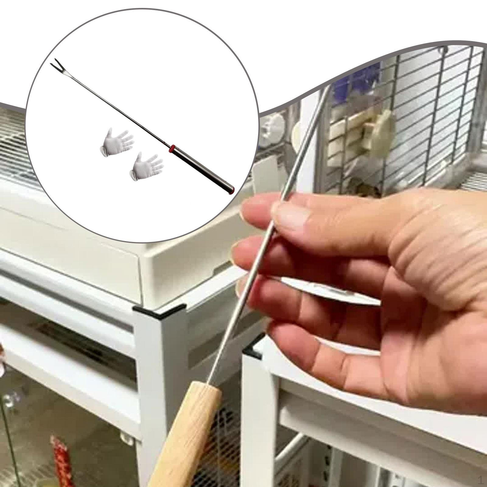 

Bird Cage Remover Kit Multifunctional Sturdy (Handle Color Random) Accessories Length 23.5cm with Bending Hook