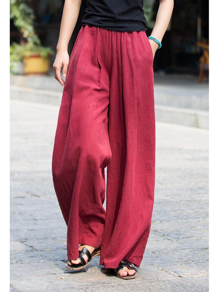 Women's Wide Leg Ramie Cotton Linen Pants - Spring/Summer 2025 Collection