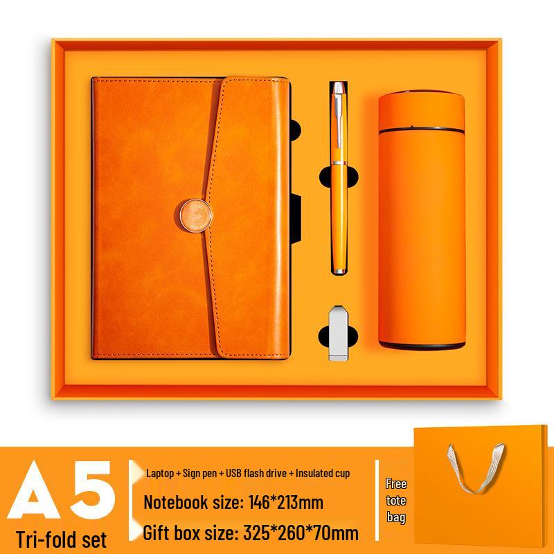 In-Stock A5 Notebook: Business Gift with Thickened Soft Leather, High-Appearance Design, Buckle Closure, and Gift Box