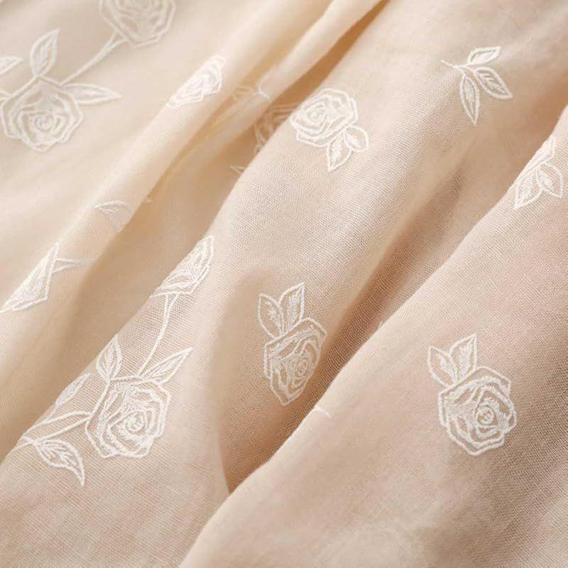 Used FASELE Stole Muffler Scarf Large Thin Lightweight Floral Soft Cotton Linen Style Spring Summer Autumn Winter UV Cut Air Conditioning Protection