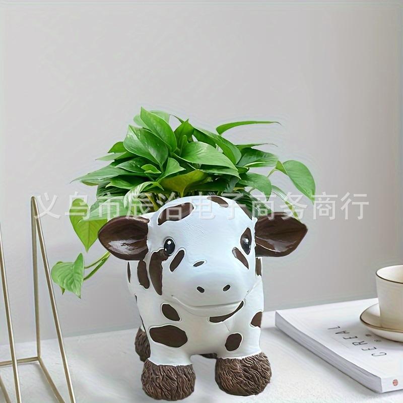 Cute and Delicate Bovine Resin Succulent Flowerpot Crafts Can Be Used Indoors In Courtyard Gardens