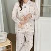 1011 New Cotton Double-layer Yarn Cute and Sweet Pajamas Cartoon Long-sleeved Trousers Soft Skin-friendly Loungewear Set