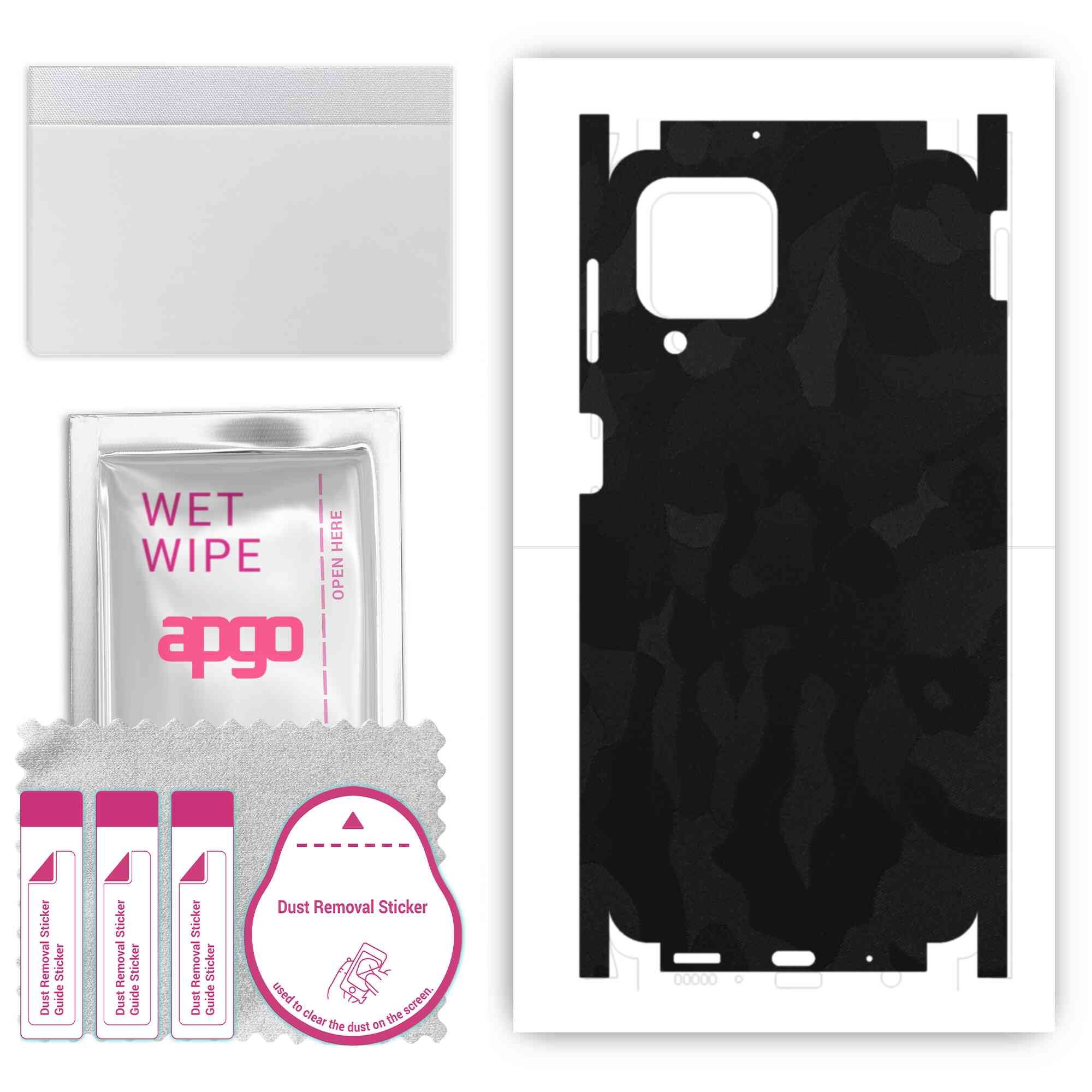 

apgo Protective Skin Sticker for the back+sides compatible with Samsung Galaxy M53 5G, Full Wrap Film, Foil, Vinyl - Pattern Black Camo