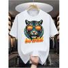 European Sizes [Sunglasses Tiger] Men's Casual Digital Print T-shirt-round Collar Short-sleeved Street Hip-hop Style