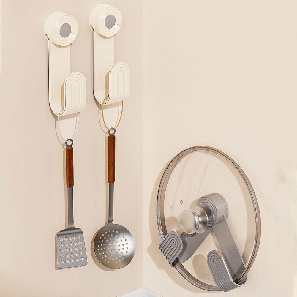 2Pcs Wall-mounted Suction Cup Pot Lid Holder Plastic Cutting Board Shelf for Home