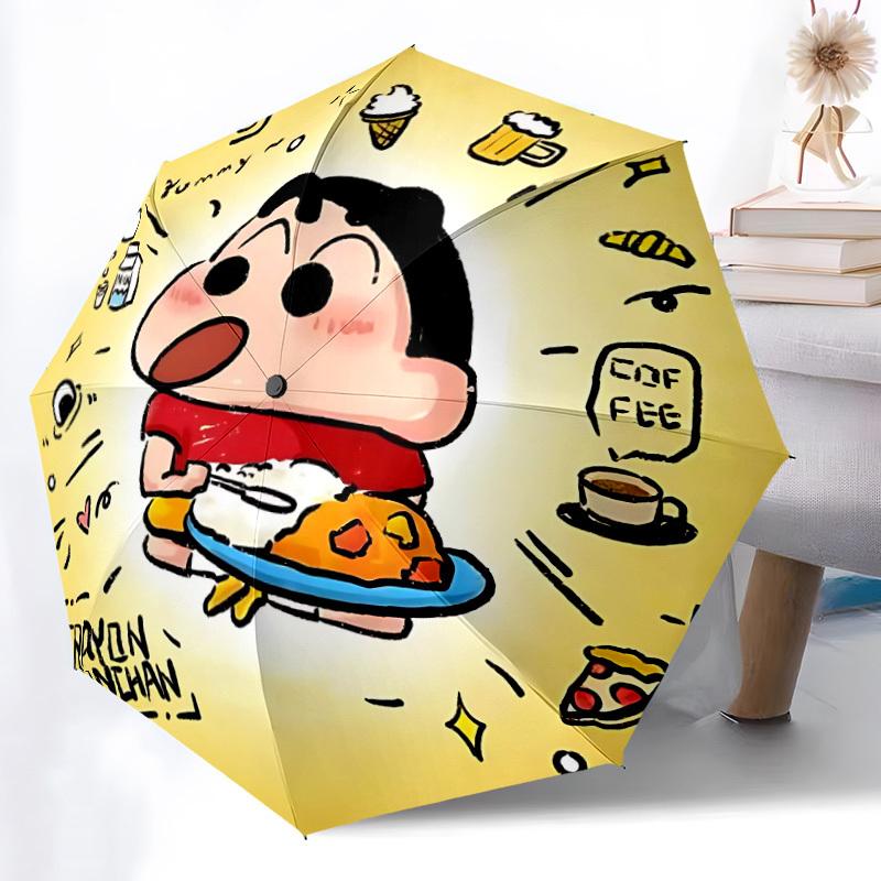1pc Crayon Shin-chan Automatic Open/Close Umbrella - Compact Travel Umbrella with 8-Rib Durable Frame, Lightweight & Portable for Commuting, Fashionab
