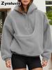Women's Plush Fleece Hoodie with Loose Fit for Fall Winter Daily Wear