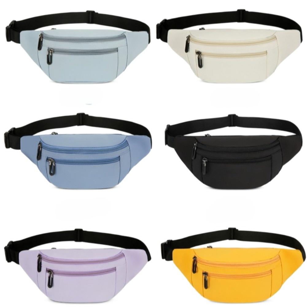 Solid Color Sports Fanny Pack Waterproof Mobile Phone Bag Fashion Oxford Waist Bag Outdoor