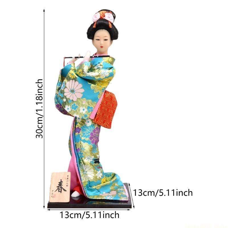 QX2E 30cm Handgefertigte Japanische Geisha Kimono Puppen Figurinen Präsentieren Traditionelle Kultur für Heimdekoration Sammler