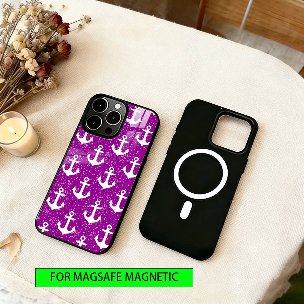 Marine Anchor Phone Case For iPhone17,16,15,14,13,12,11 Plus,Pro Magnetic For Magsafe Wireless Charging