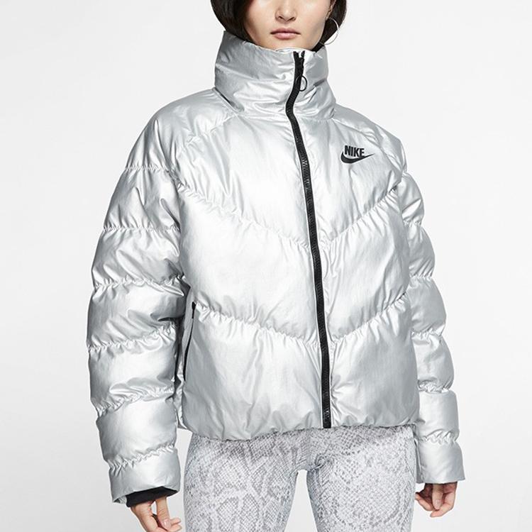 Nike Sportswear Synthetic Fill Stand Collar Jacket Women Outerwear Silver BV3136-095