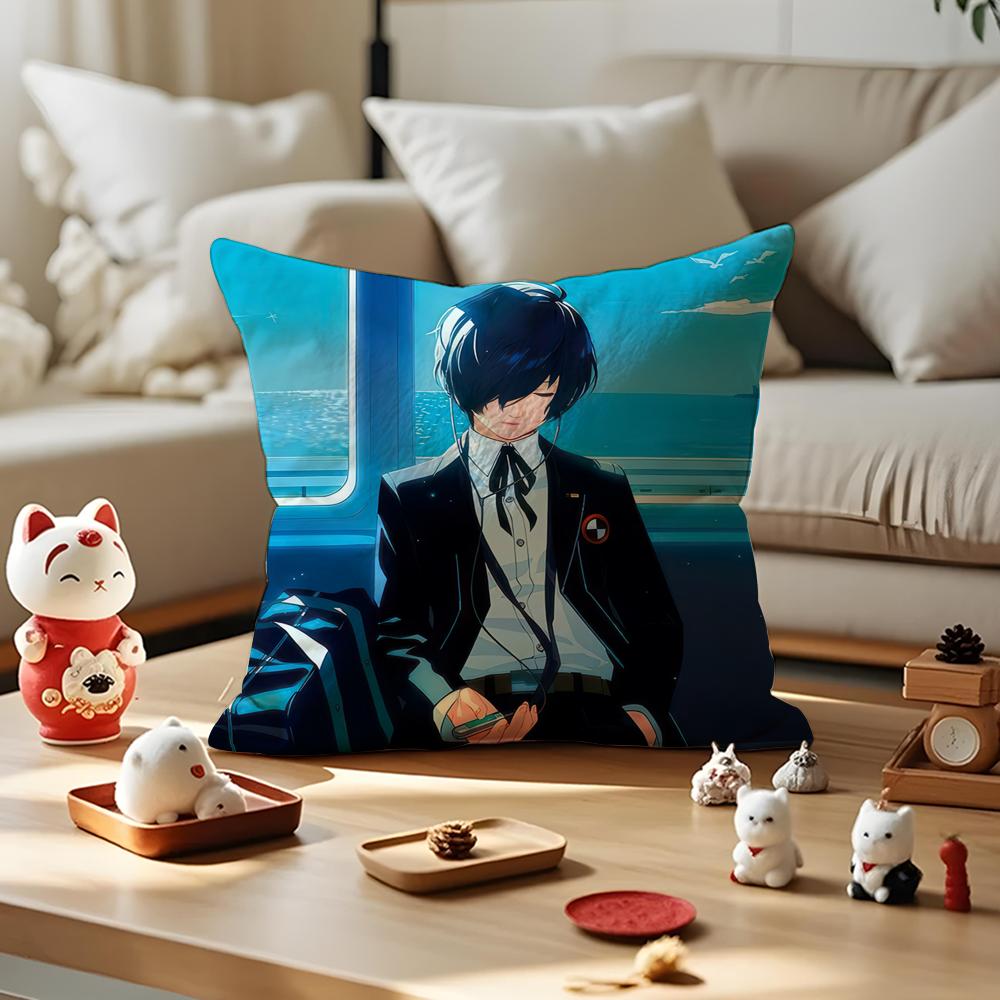 Game Cool P-Persona 3 Reload Cushion Cover Silky Short Plush With Invisible Zipper Dustproof Sofa Pillow Cover For Home Decor