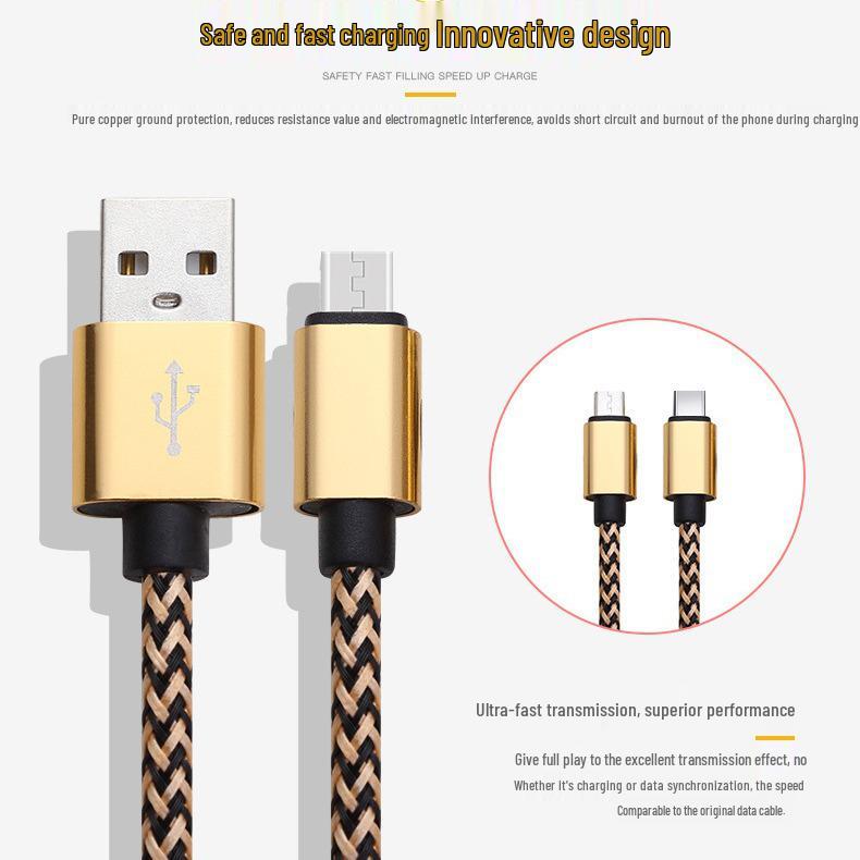 Hemp Rope Nylon Braided Fast Charging Cable for Apple, Android, Huawei, and Type-C Devices
