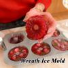 6-Cavity Silicone Craft Mold Christmas Wreath Design  Versatile Reusable for Ice Chocolate Soap Candle, Baking & DIY