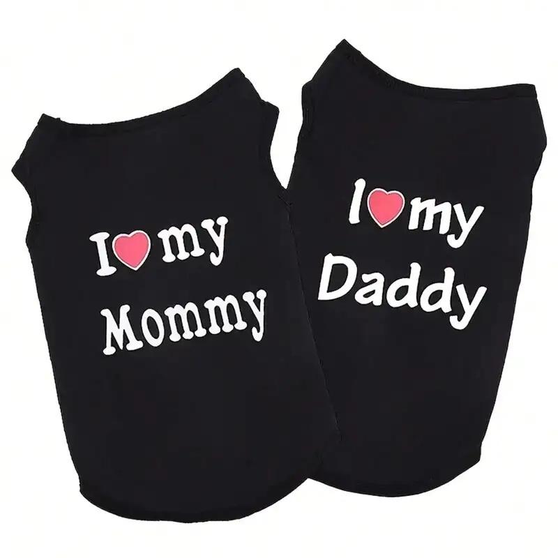 Dog Vest I Love My Mommy Daddy Puppy T-Shirt Summer Sleeveless Pet Clothing for Small Medium Dogs Cats Apparel