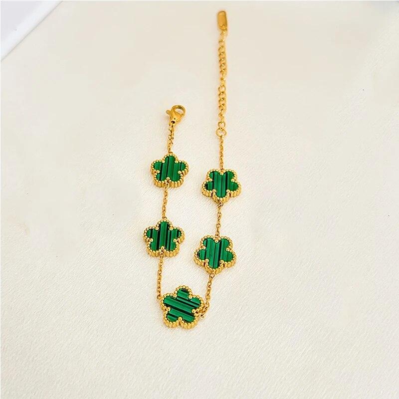 Conjunto de joias de flores de aço inoxidável, presentes de Natal, colar de pingente de moda moderna de luxo, brincos, pulseira, joias para mulheres