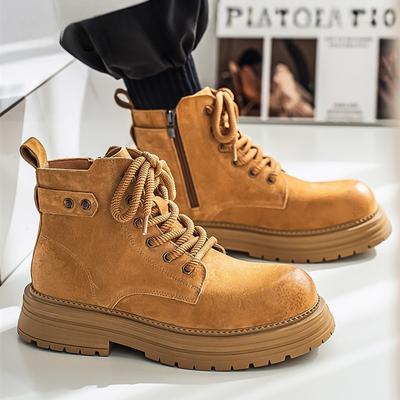 2026 New Men's British Style Boots - Outdoor Non-Slip Wear-Resistant Motorcycle Boots, Platform Elevator Work Boots