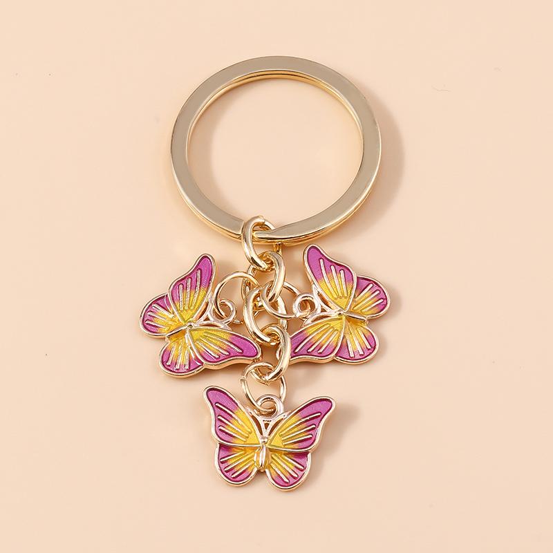 Pretty Enamel Flower Keychain Charms Sakura Key Ring Pendant for Car Key Holder Women Girls Handbag Decor DIY Jewelry Gifts