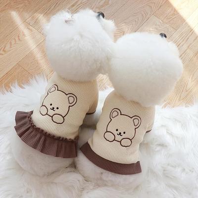 Korean Style Pet Dog Clothes Couple Clothing For Small Dogs Shirt Cute Cat Dog Dress Skirt Chihuahua Yorkie Clothes For Dogs Pug
