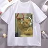 Funny Subway Cat Meme T-Shirt Stupid Brainrot Cat Lover Funny Tee Cool Short Sleeve Streetwear Women Summer Aesthetic Clothes