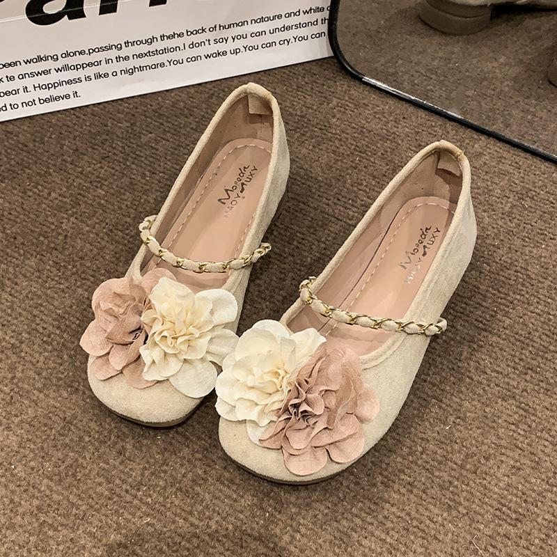 

Туфли Мэри Джейн одинарные туфли женские 2025 новая весна высококлассные туфли на плоской подошве темперамент вечерние туфли повседневные туфли для通勤 40 бежевый