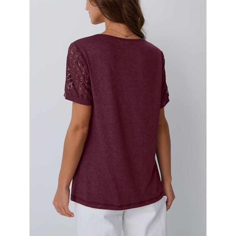 JKASHDK Moda damska Casual Lato Wiosna Jednolity kolor Drukuj Bluzki i koszule z krótkim rękawem i dekoltem w kształcie litery O