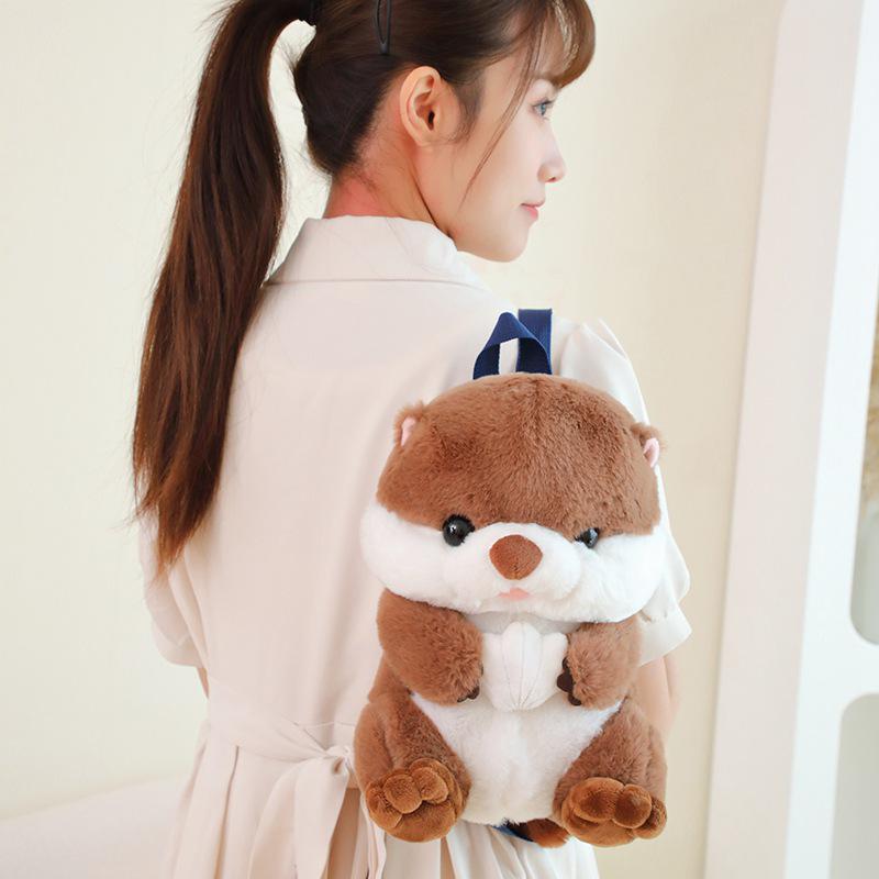 Otter Plush Toy Backpack - Cartoon Otter with Shell Bag for Kids