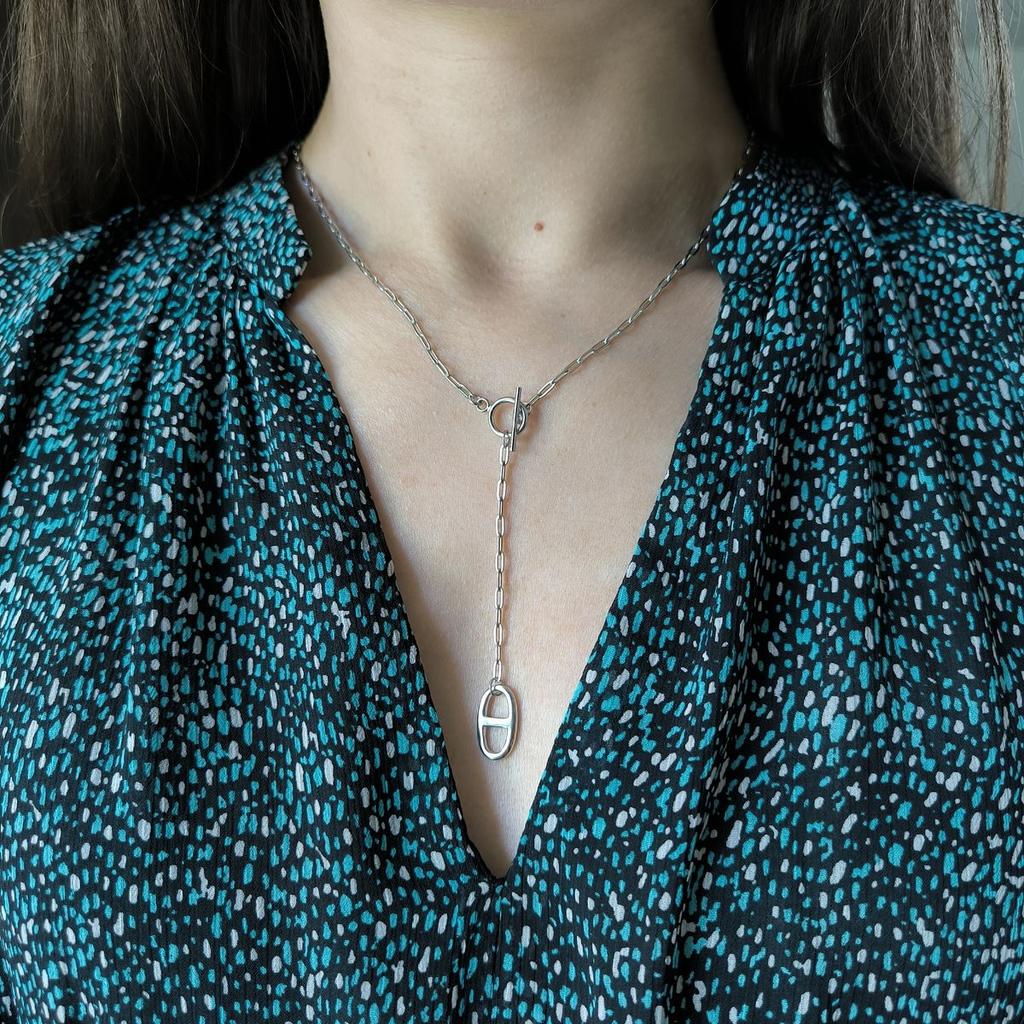 Серебряное колье с без камней, вес изделия 6,1 гр (2187356)