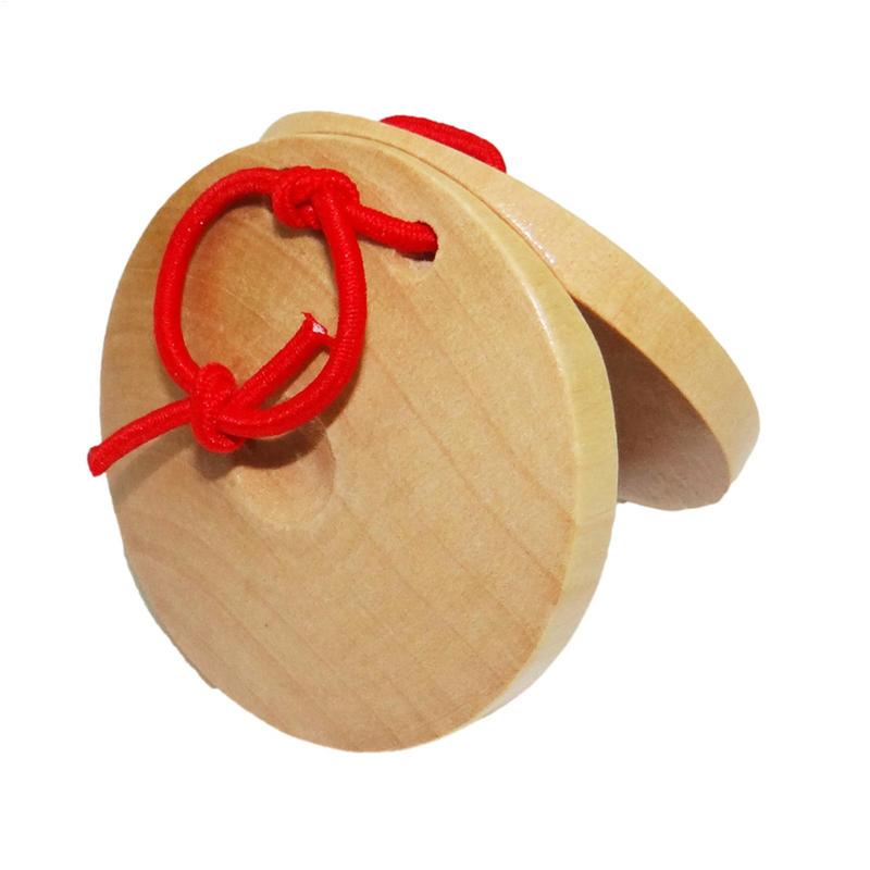 1pc Wooden Percussion Instrument Education Toy Classroom Clap Board Funny Finger Castanets For Kid Theme Party Spanish Castanets