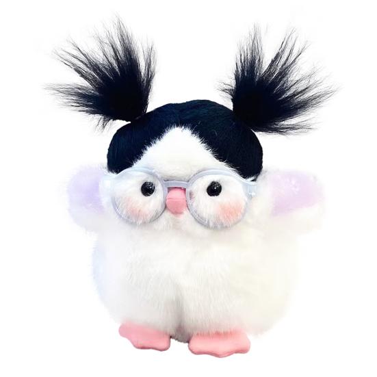 Funny Bird Plush Toy Cute Fat Parrot Sparrow with Glasses & Hair Mini Palm-sized Stuffed Animal for Stress Relief Desk Decor And Gift